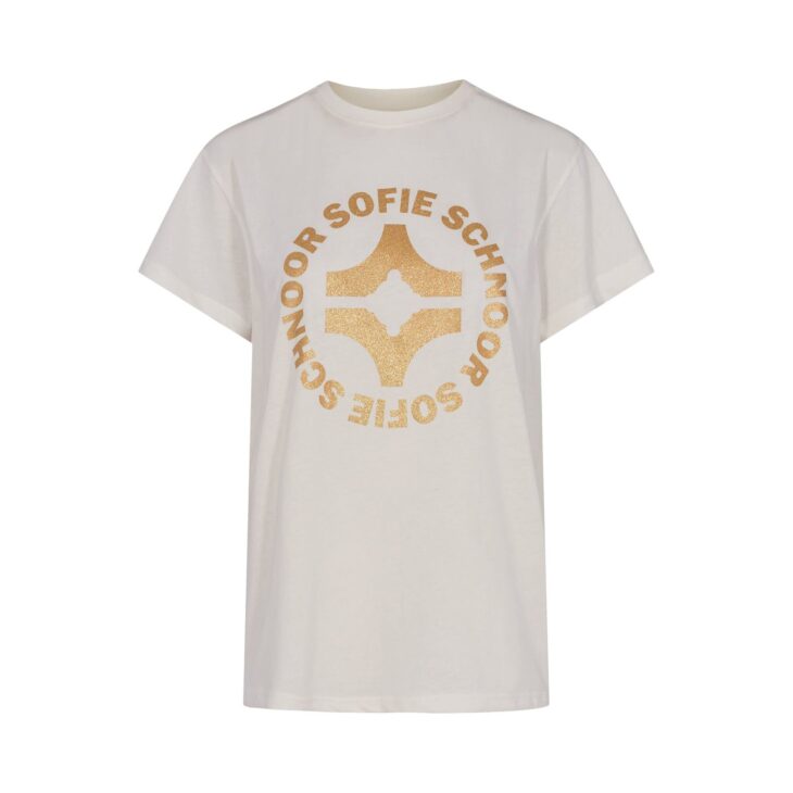 T-Shirt mit goldenem Print off white 2 SOFIE SCHNOOR