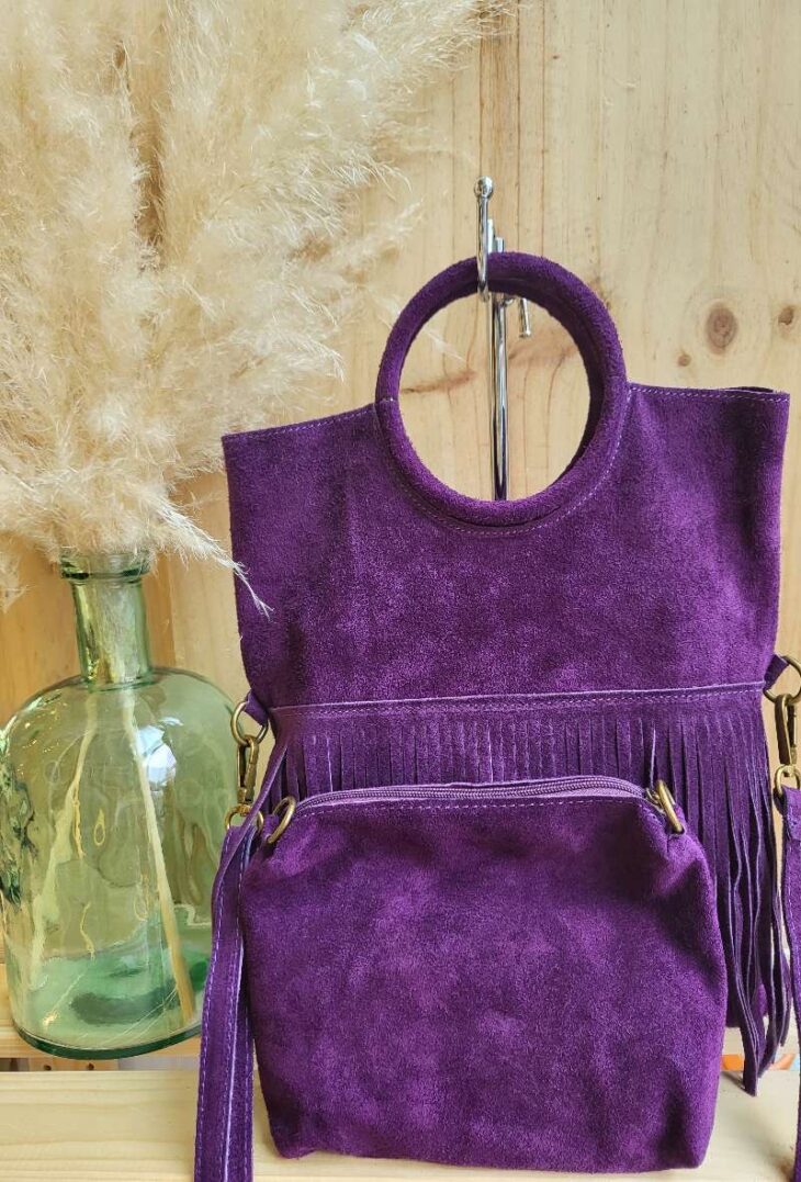 Tasche LEATHER FRINGES purple lautenschlagerLOVESyou