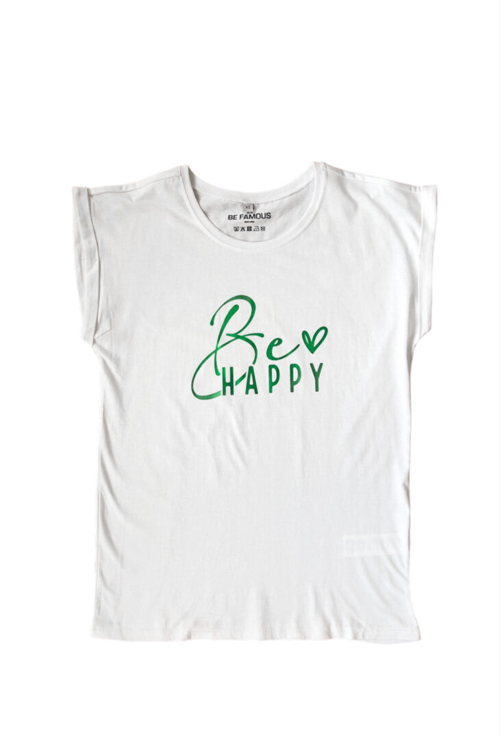 T-Shirt BEHAP green electric white be famous