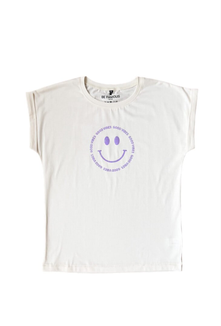 T-Shirt GOVISMI rainbow lavender vintage white be famous