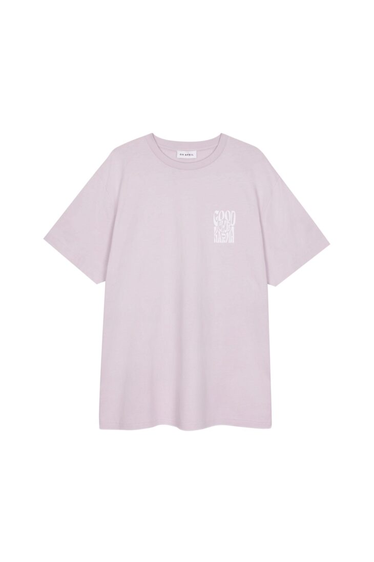 T-Shirt Boyfriend GOOD KARMA CLUB lilac white OH APRIL