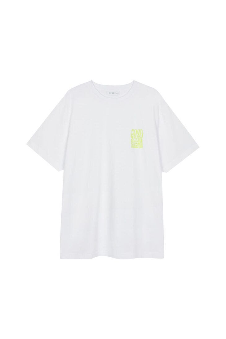 T-Shirt Boyfriend GOOD KARMA CLUB white lime OH APRIL